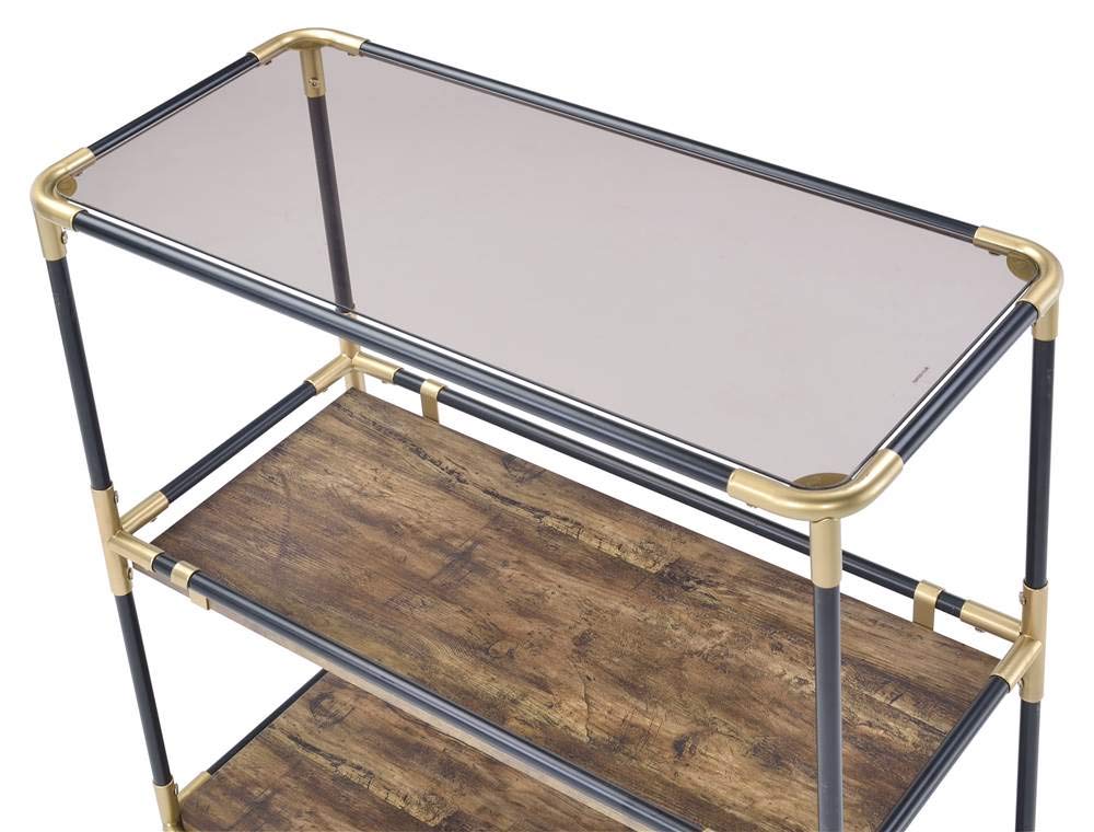 ACME Furniture Heleris Console Table, Black/Gold & Smoky Glass