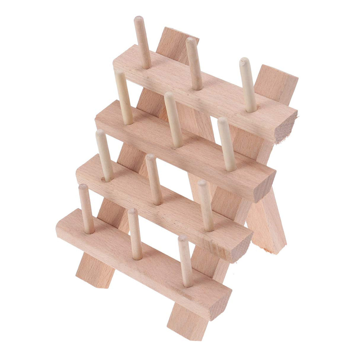 Abaodam 12 Spools Wooden Thread Holder Sewing and Embroidery Thread Rack Thread Holder Organizer Folding Braiding Hair Rack for 
