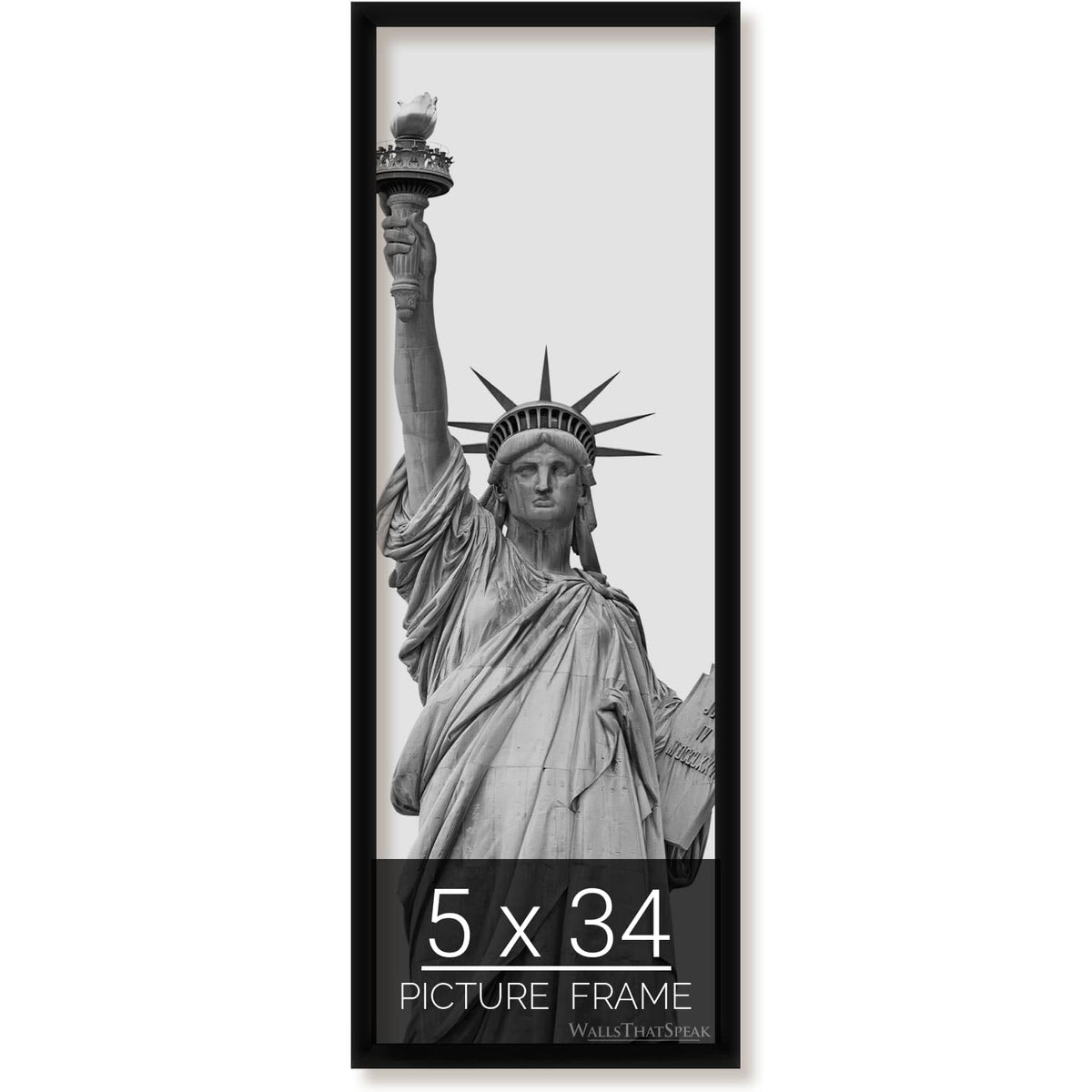 wallsthatspeak 5x34 Black Picture Frame for Puzzles Posters Photos or Artwork