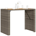 vidaXL Patio Table with Acacia Wood Top - Outdoor Garden Furniture, Gray Poly Rattan, Powder-Coated Steel Frame - 57.1 x 31.5 x 43.3