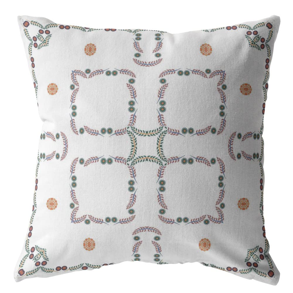 HomeRoots 18â€ White Floral Decorative Suede Throw Pillow