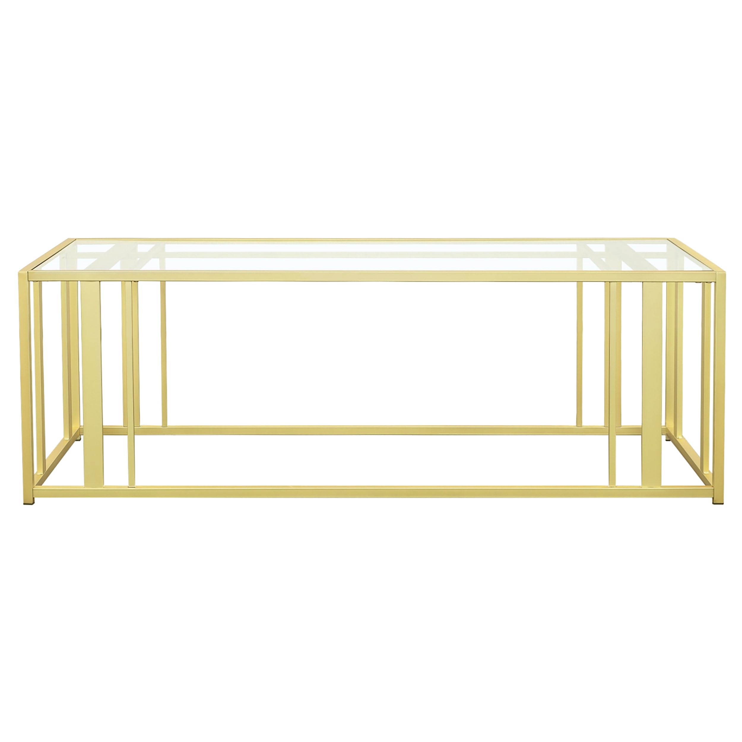 Coaster Home Furnishings Adri Rectangular Glass Top Coffee Table Matte Brass