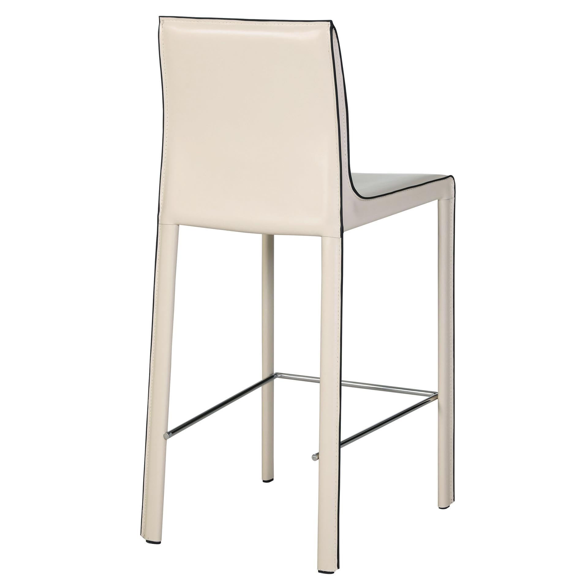 npd furniture and more New Pacific Direct Gervin Recycled Leather Counter Stool,Powder Coated Steel,Vanilla White,Fully Assembled,Set of 2