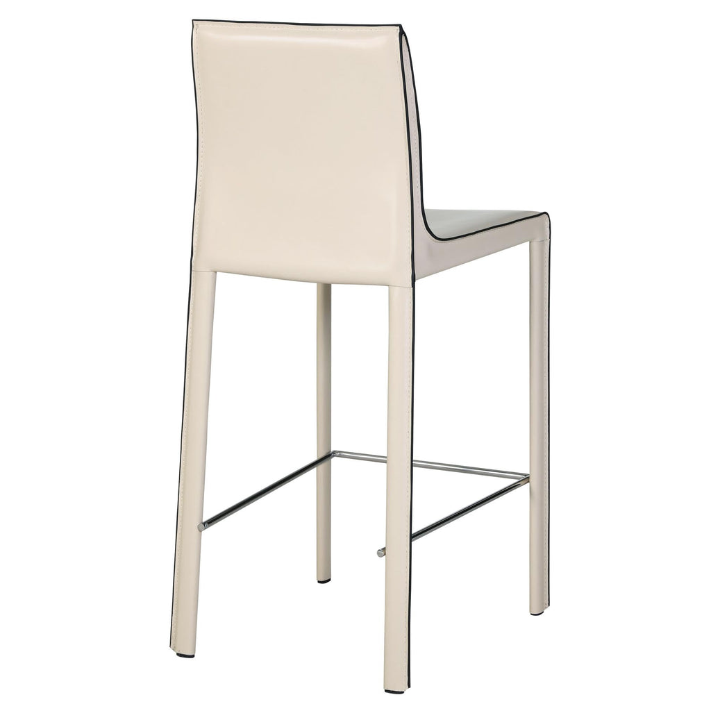 npd furniture and more New Pacific Direct Gervin Recycled Leather Counter Stool,Powder Coated Steel,Vanilla White,Fully Assembled,Set of 2