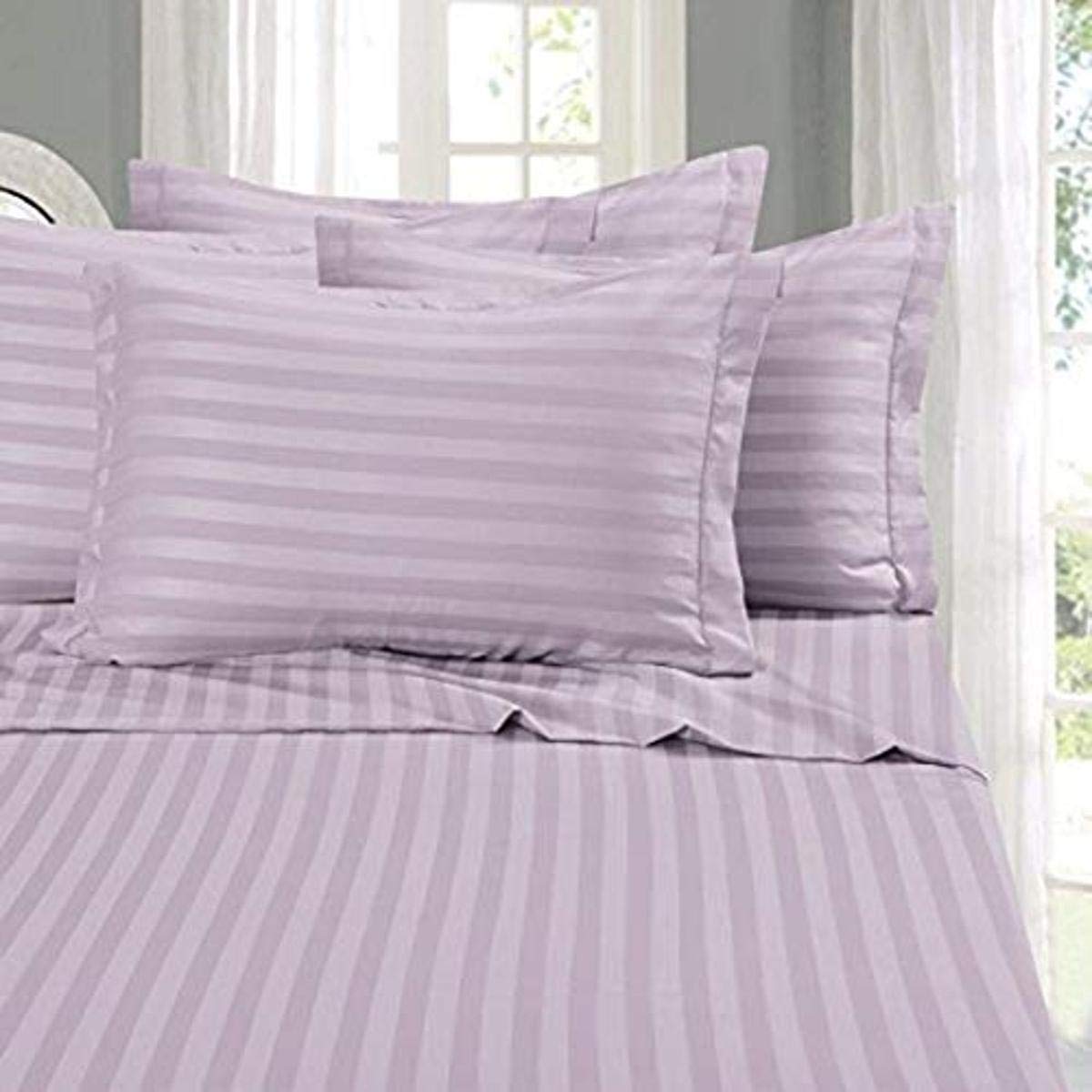 Elegant Comfort Wrinkle & Fade Resistant 1500 Premier - Damask Stripes Hotel Quality Luxurious Silky Soft 4Pc Sheet Set, Up To 1