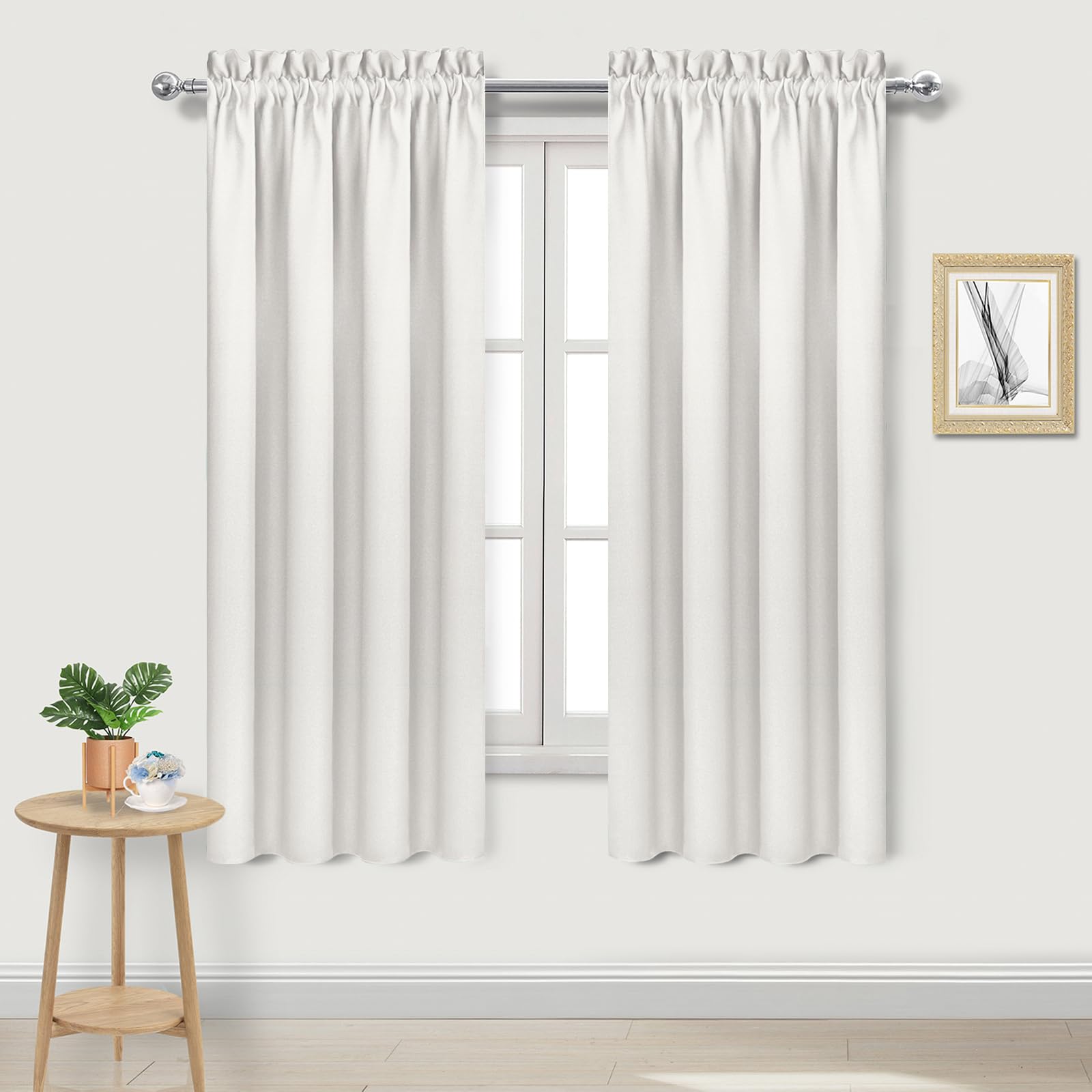 Dwcn Blackout Curtains Thermal Insulated, Energy Saving & Noise Reducing Bedroom And Living Room Curtains, Ivory, W 42X L 63 Inc