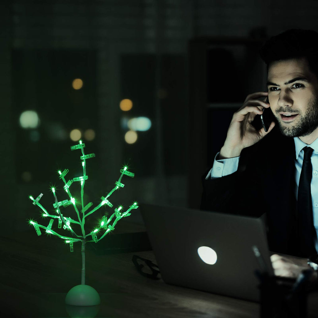 Honoson Christmas Led Tabletop Branches Decor Money Tree Gift Holder Night Light Fairy Tree Holder With 32 Clear Clips For Displ