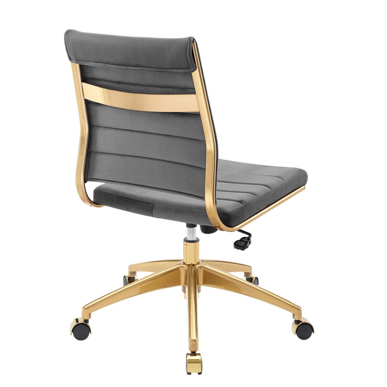 Modway Jive Ribbed Performance Velvet Mid Back Armless Computer Desk Swivel Office Chair In Gray