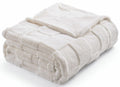Cozy Bliss Checkered White Large Faux Rabbit Fur California King Size Bed Blanket, Lightweight Fleece Soft Fuzzy Fluffy Minky Cr