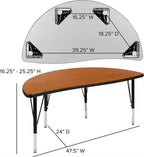 Flash Furniture 47.5" Circle Wave Collaborative Laminate Activity Table Set With 14" Student Stack Chairs, Oak/Black