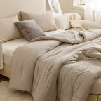 Rosgonia King Size Comforter Set Oatmeal, 3Pcs (1 Boho Comforter & 2 Pillowcases), All Season Bedding Soft Lightweight Bedspread