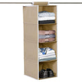 Kuber Industries 4 Shelf Closet Organizer For Wardrobe|NonWoven Collapsible Wardrobe|Hanging Shelf For Clothes|4 Shelves Cloth 