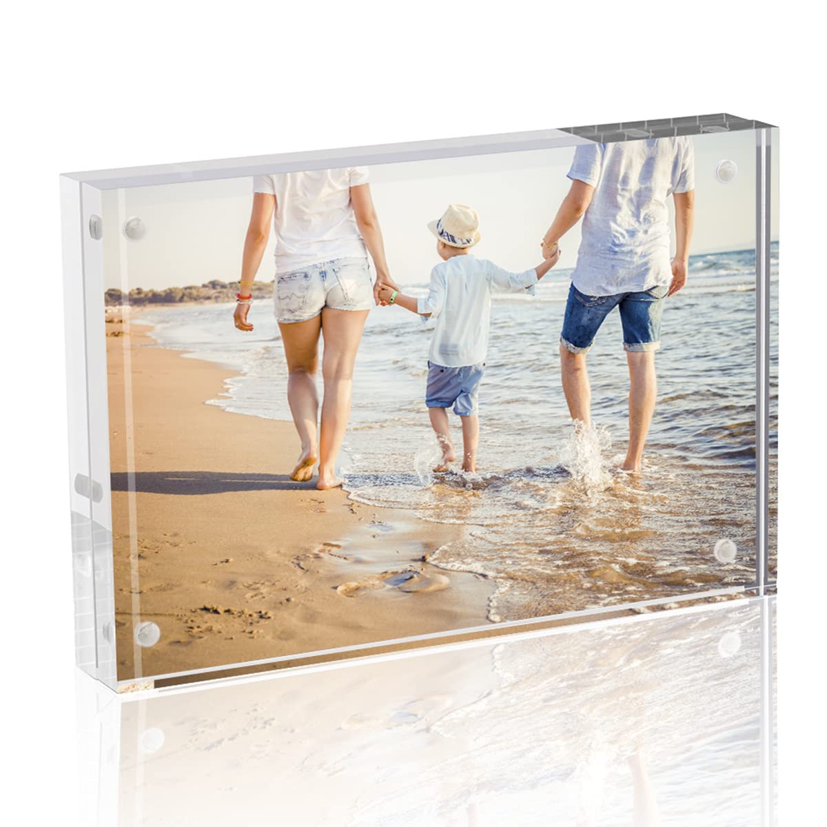 TWING Picture Frame, 8x10 Acrylic Photo Frames Horizontal Magnet Double Sided Photo Frame with Microfiber Cloth,12 + 12MM Thickn