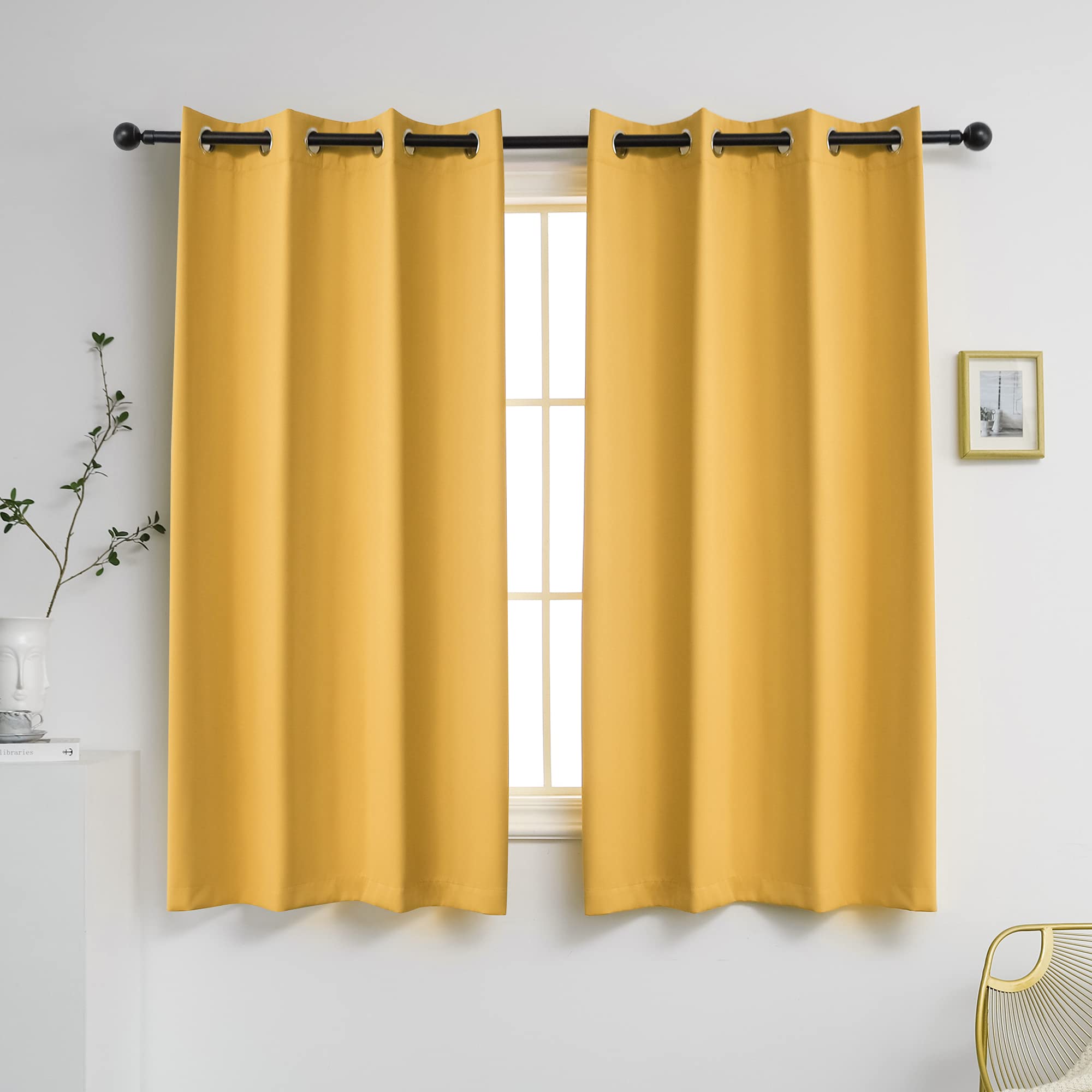 Ygo Home Decor Curtains Window Draperies Thermal Insulated Room Darkening Blackout Curtain Panels For Bedroom And Kitchen 52 X 4