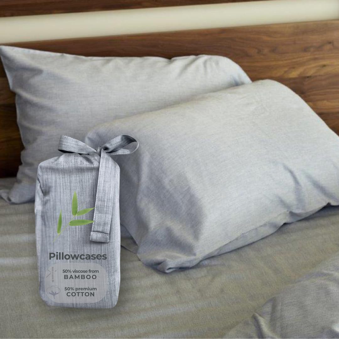 Bedvoyage Ultra Soft Standard Pillowcase Set, Cooling & Breathable, Gentle To Skin And Hair, Viscose Derived From Bamboo & Cotto