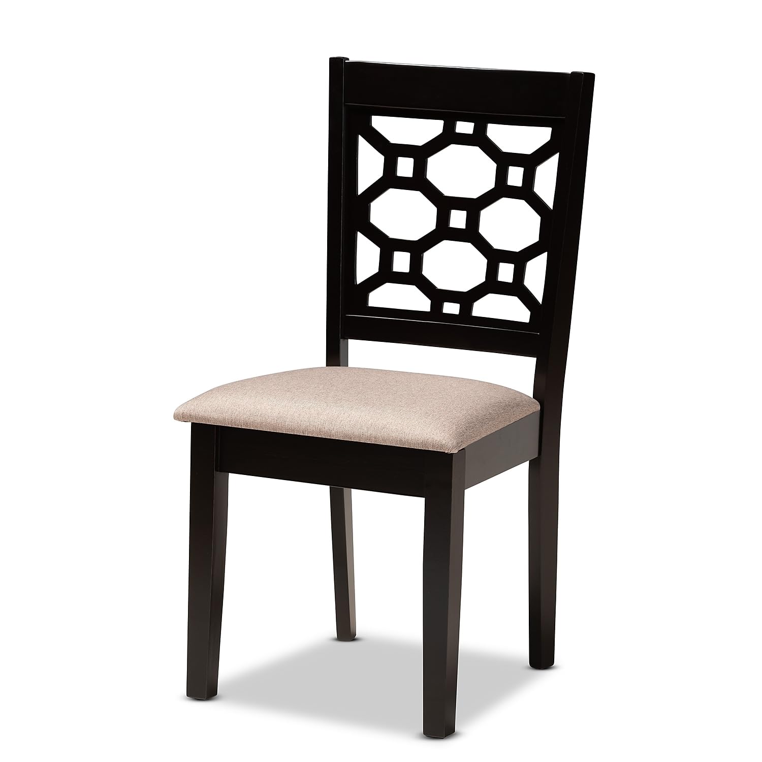 Baxton Studio Peter Modern Fabric Dining Chair, Sand And Dark Brown, 4/Set (171-10950-Hit)
