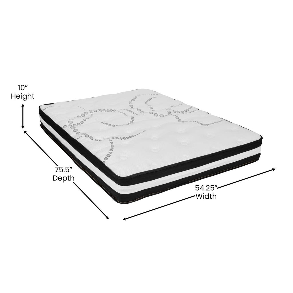 Flash Furniture Tribeca Full Size Tufted Upholstered Platform Bed In Black Fabric With 10 Inch Certipur-Us Certified Pocket Spring Mattress
