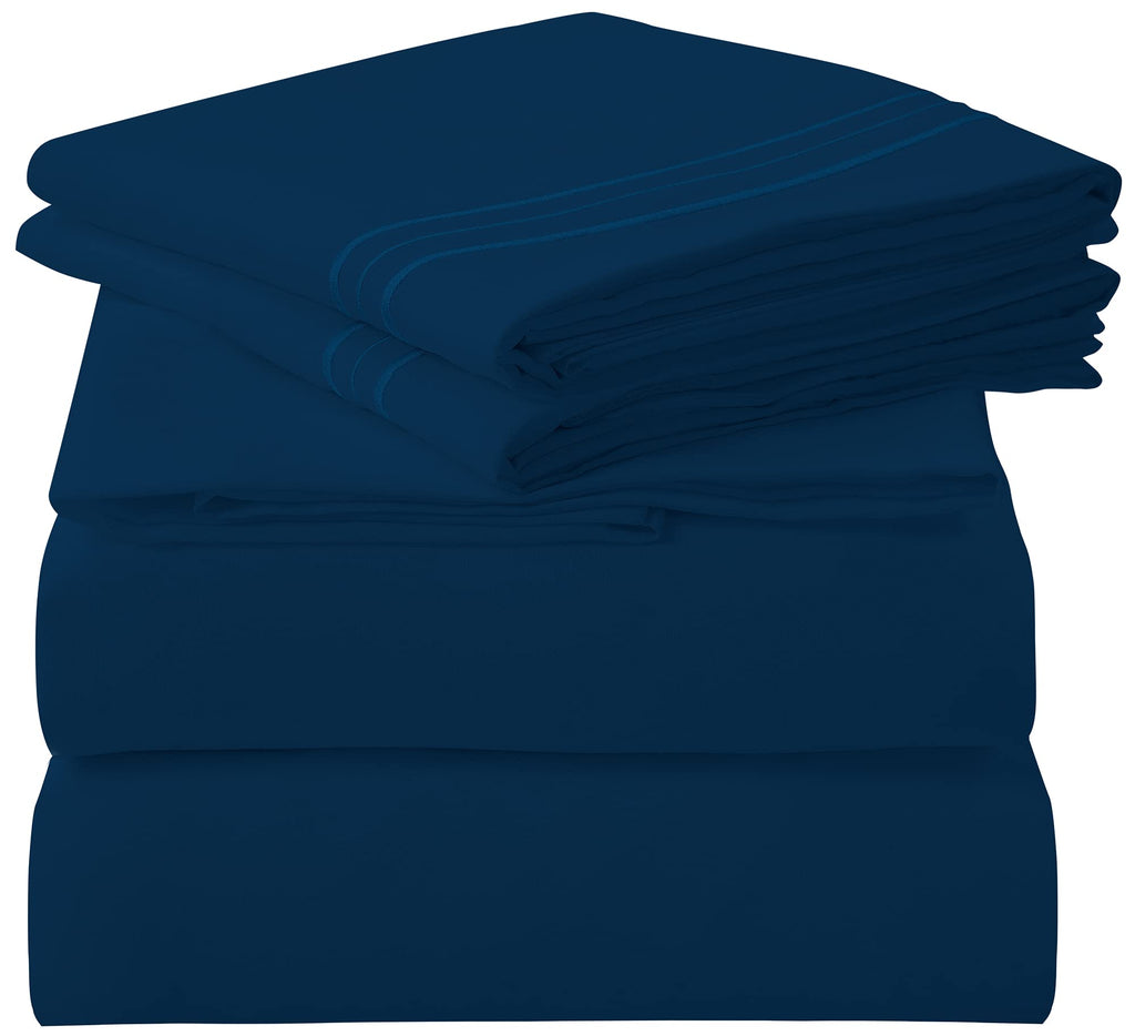 Royale Linens - 4 Piece California King Bed Sheet - Brushed Microfiber 1800 Bedding - 1 Fitted Sheet, 1 Flat Sheet, 2 Pillow Cas