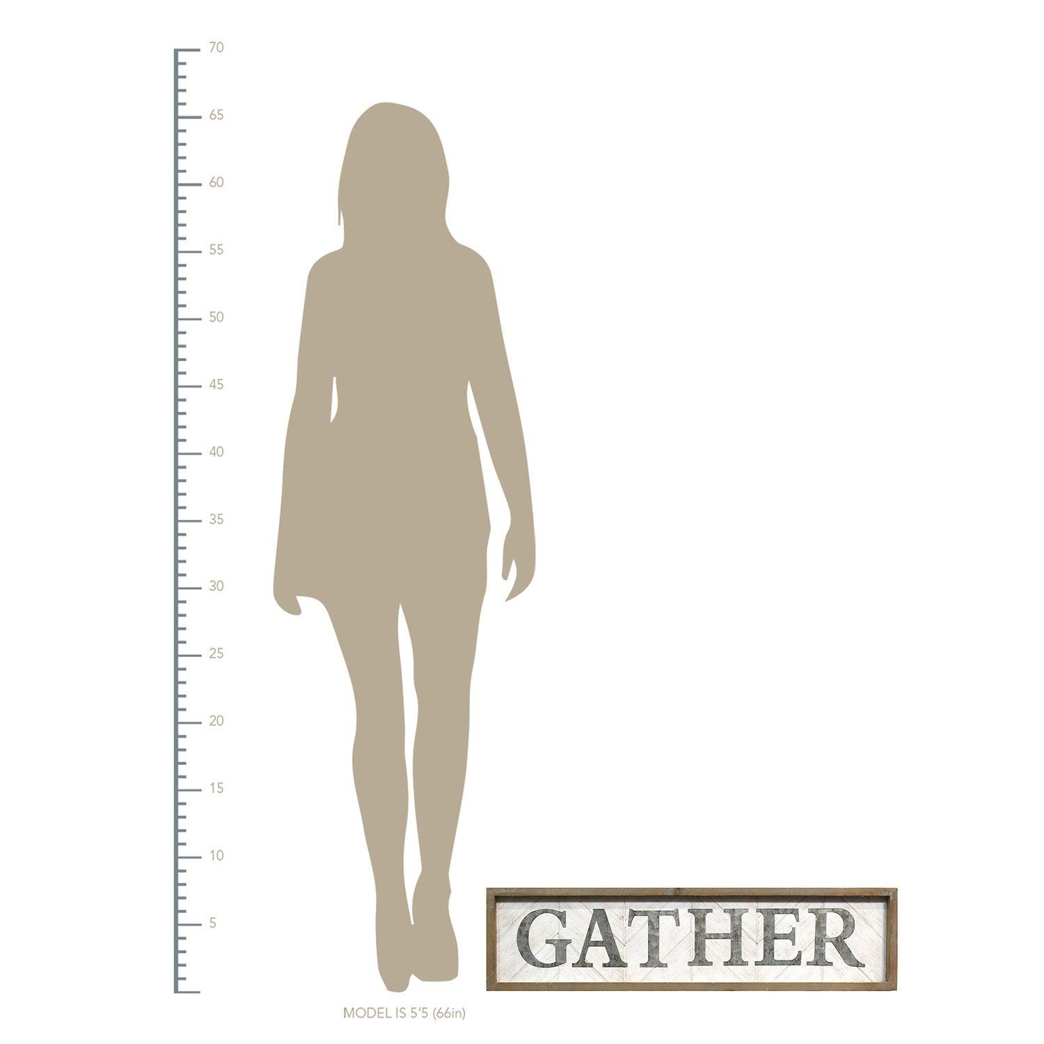 HomeRoots Natural Wood, White FIRWOOD 31.5' X 1.18' X 7.87' Natural Wood Gather Wall Decor