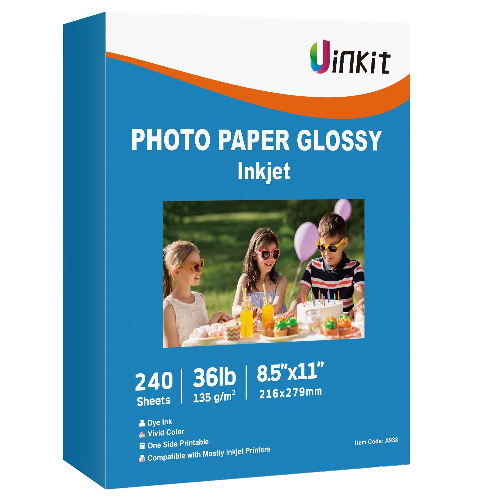 Uinkit 37Lb Thin Flyer Paper Glossy 8.5X11 Inkjet 240 Sheets Single Side Diy Chip Bag 135Gsm Photos Picture For Inkjet Printer W