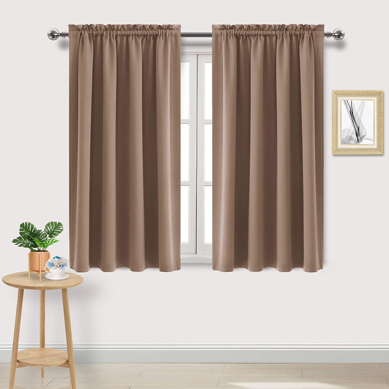 Dwcn Blackout Curtains Room Darkening Thermal Insulated Bedroom Curtains Window Curtain Panels, 38 X 45 Inches Long, Set Of 2 Kh