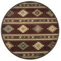 Rizzy Home Alora Decor Ryder 8' Round Tribal Burgundy/Tan/Khaki/Sage Hand-Tufted Area Rug