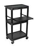 Casafoyer Durable Av Cart With 3 Shelves And Locking Casters ( Pack Of 2 )