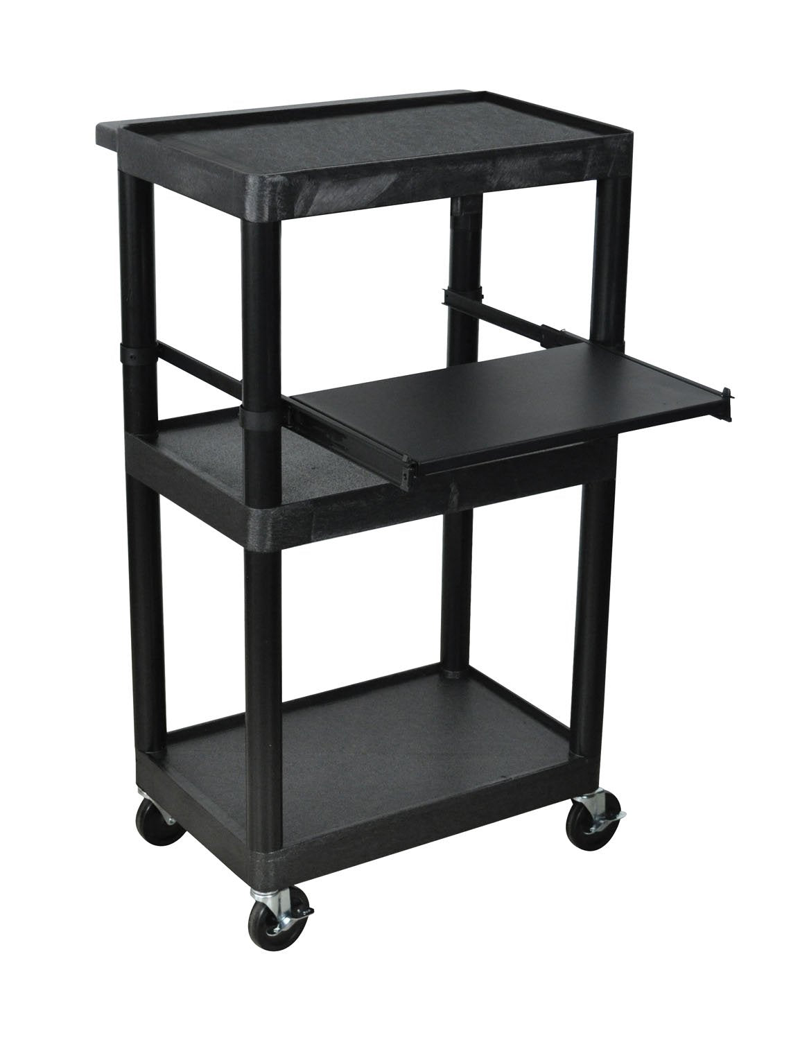 Casafoyer Durable Av Cart With 3 Shelves And Locking Casters ( Pack Of 2 )