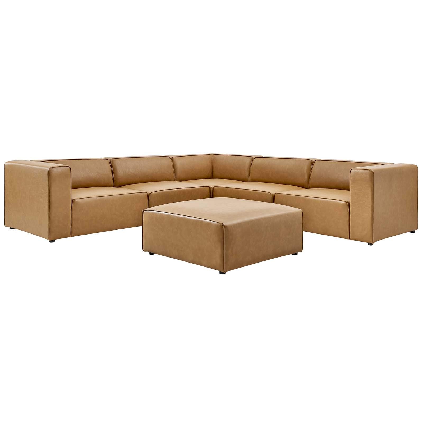 Modway Mingle Vegan Leather 6-Piece Furniture Set in Tan