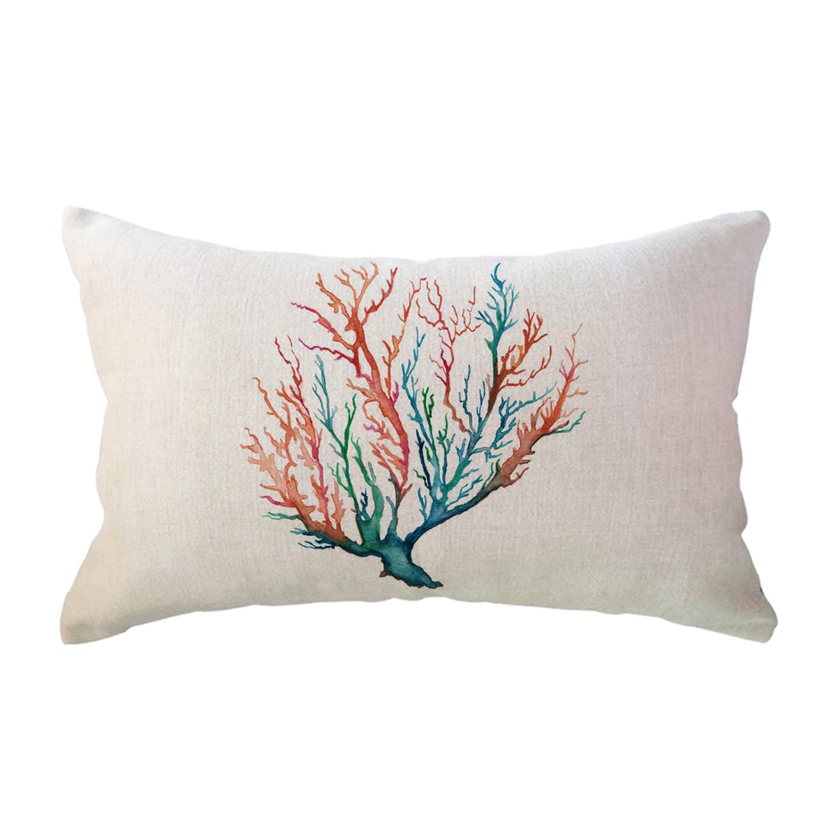 Ulove Love Yourself Watercolor Coral Throw Pillow Cover Sea Tree Foliage Plant Nautical Ocean Beach House Decorative Lumbar Pill