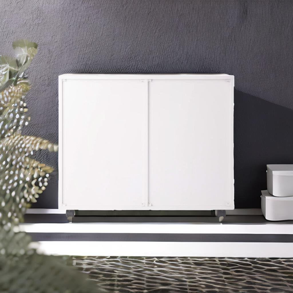 Ergode Contemporary Art & Crafts Storage Cart, White Finish, 4 Easy-Glide Drawers, 2 Lower Cabinets, 6 Wheels with 2 Locking, 15.98' D x 32.13' W x 26.3' H