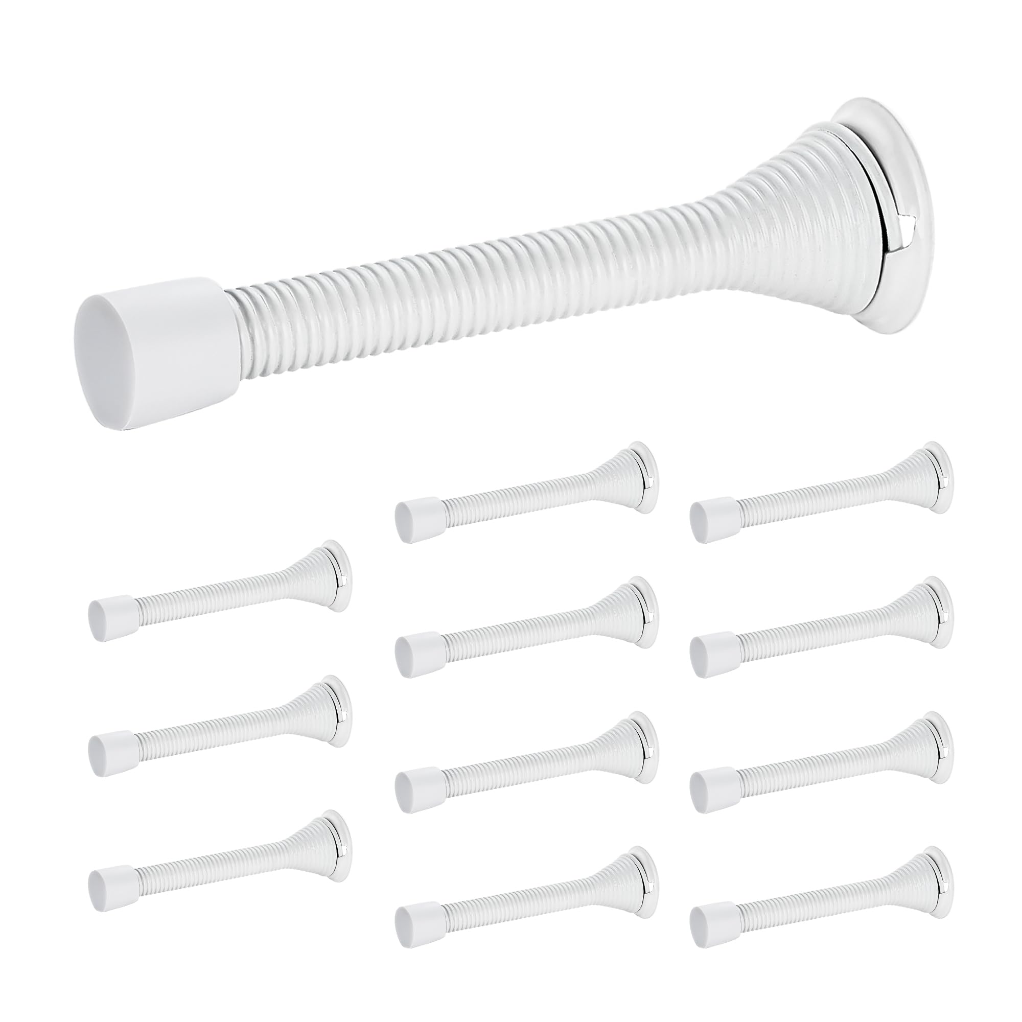 Ravinte Door Stoppers, 12 Pack White Spring Door Stops With Rubber Bumper, Door Stoppers For Bottom Of Door