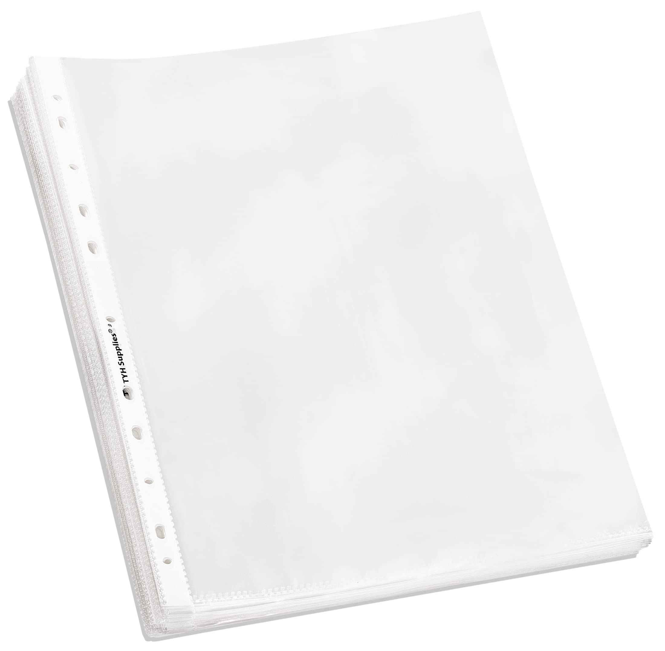 Tyh Supplies 100 Pack Heavy Duty Clear Sheet Protectors For 3 Ring Binder | 8.5 X 11 Inch | Ultra Clear 11 Hole Plastic Page Pro