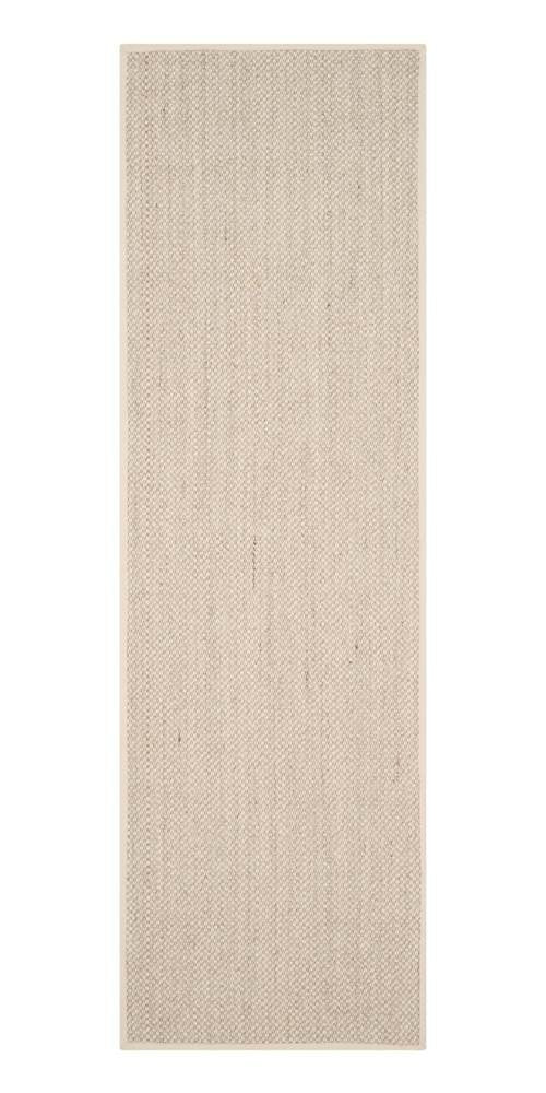 SAFAVIEH Natural Fiber Collection Runner Rug - 26 x 14, Marble & Beige, Border Sisal Design, Easy Care, Ideal for High Traffic