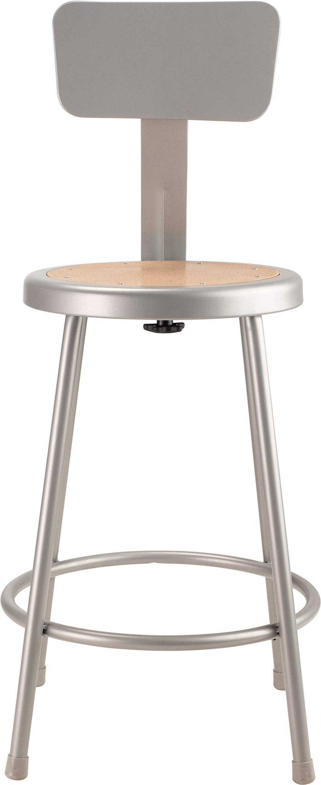 National Public Seating Steel Stool with 24" Hardboard Seat and Backrest, Grey