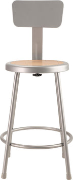 National Public Seating Steel Stool with 24" Hardboard Seat and Backrest, Grey