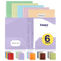 Sooez Folders With Pockets And Prong, 6 Pack, Pastel Colors, File Folders With Prongs, 2 Pocket Folders Bulk, Plastic Folder, Sc