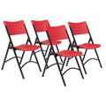 National Public Seating NPS 600 Series Plastic Blow Molded Folding Chair, Red/Black, 4 Pack (640/4)