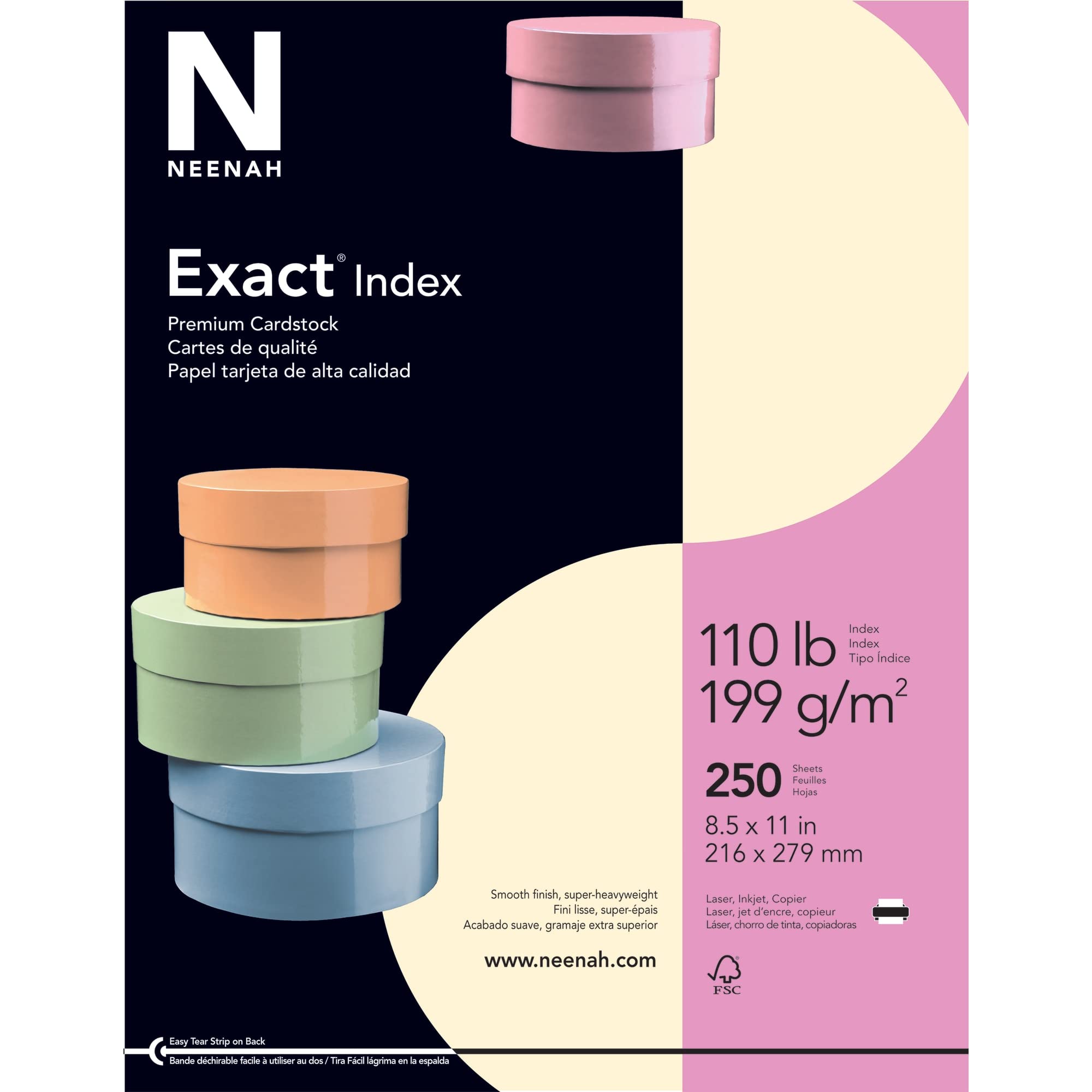 Neenah Exact Index Cardstock, 8.5' X 11', 110 Lb/199 Gsm, Ivory, 250 Sheets (48588)