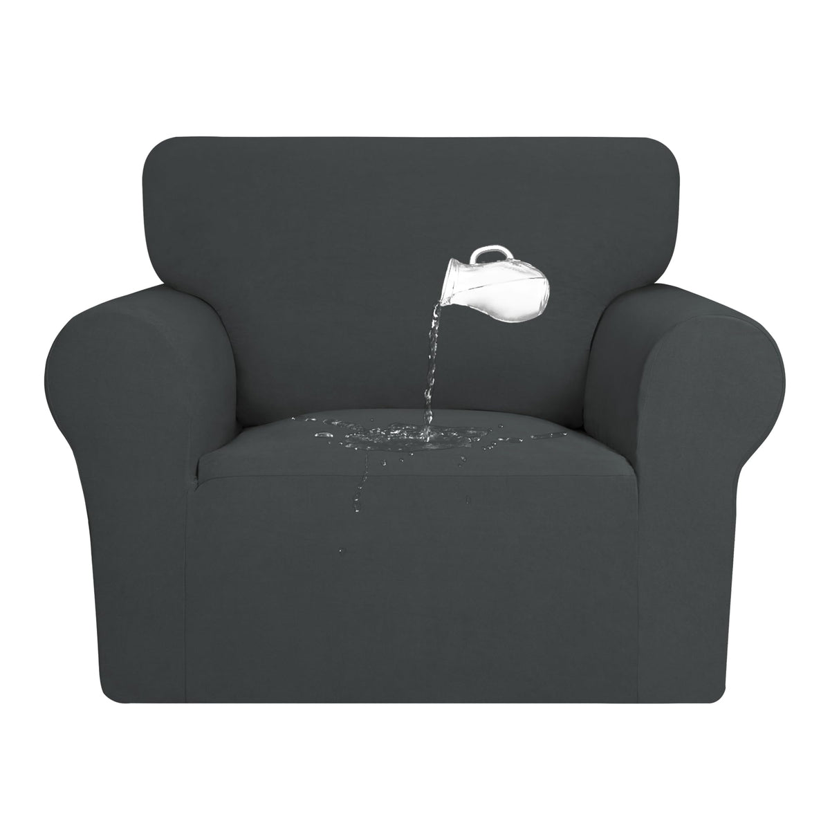 Purefit 100% Dual Waterproof Couch Cover Slipcovers For Couches And Sofas - Stretch Non Slip Fleece Sofa Covers Washable, Leakproof Furniture Protector For Kids, Pets, Dog (Chair, Dark Gray)