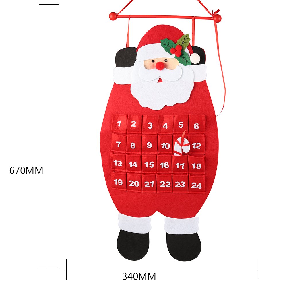D-Fantix Santa Christmas Advent Calendar 2024, 3D Felt Hanging Advent Calendar Reusable Countdown To Christmas Calendar For Kids