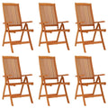 vidaXL Solid Eucalyptus Wood Folding Patio Chairs - Portable, Adjustable Backrest (5 Positions), Maximum Load 242.5 lb - Ideal for Garden, Terrace, Outdoor Trips- Pack of 6