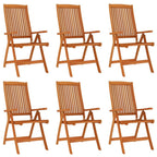 vidaXL Solid Eucalyptus Wood Folding Patio Chairs - Portable, Adjustable Backrest (5 Positions), Maximum Load 242.5 lb - Ideal for Garden, Terrace, Outdoor Trips- Pack of 6