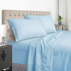 Easehome Light Blue King Size Bed Sheet Set - Deep Pocket To 18 Inches Mattress 4 Piece - Premium Bedding Sheets & Pillowcases C