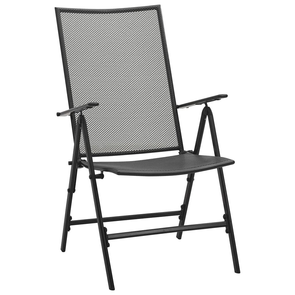 vidaXL Folding Patio Chairs 4 Pcs, Folding Mesh Chair with Adjustable Backrest, Outdoor Patio Furniture for Deck Garden Pool Beach, Steel Anthracite