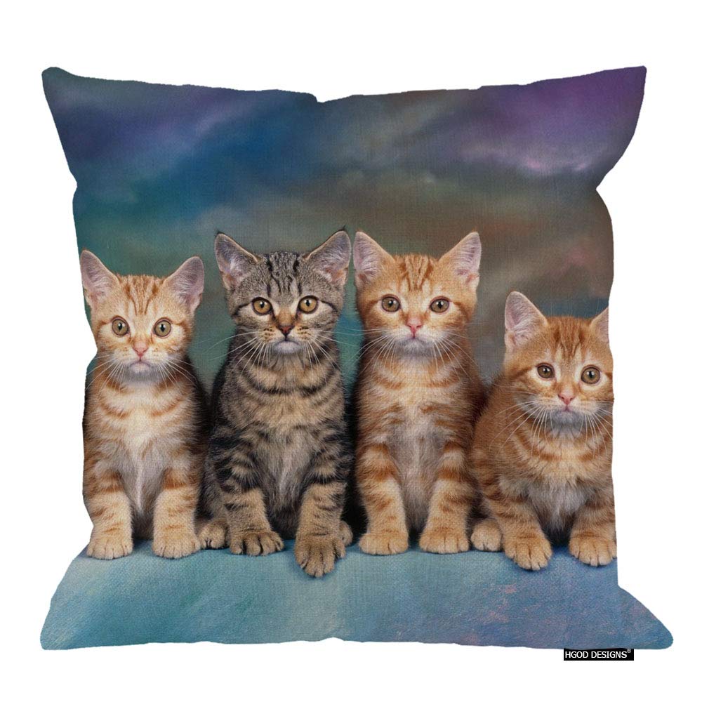 Hgod Designs Kitten Series Cute Cat Pillowcase Square Zippered Design Printed 18 X 18 Inches Pillow Case Cover