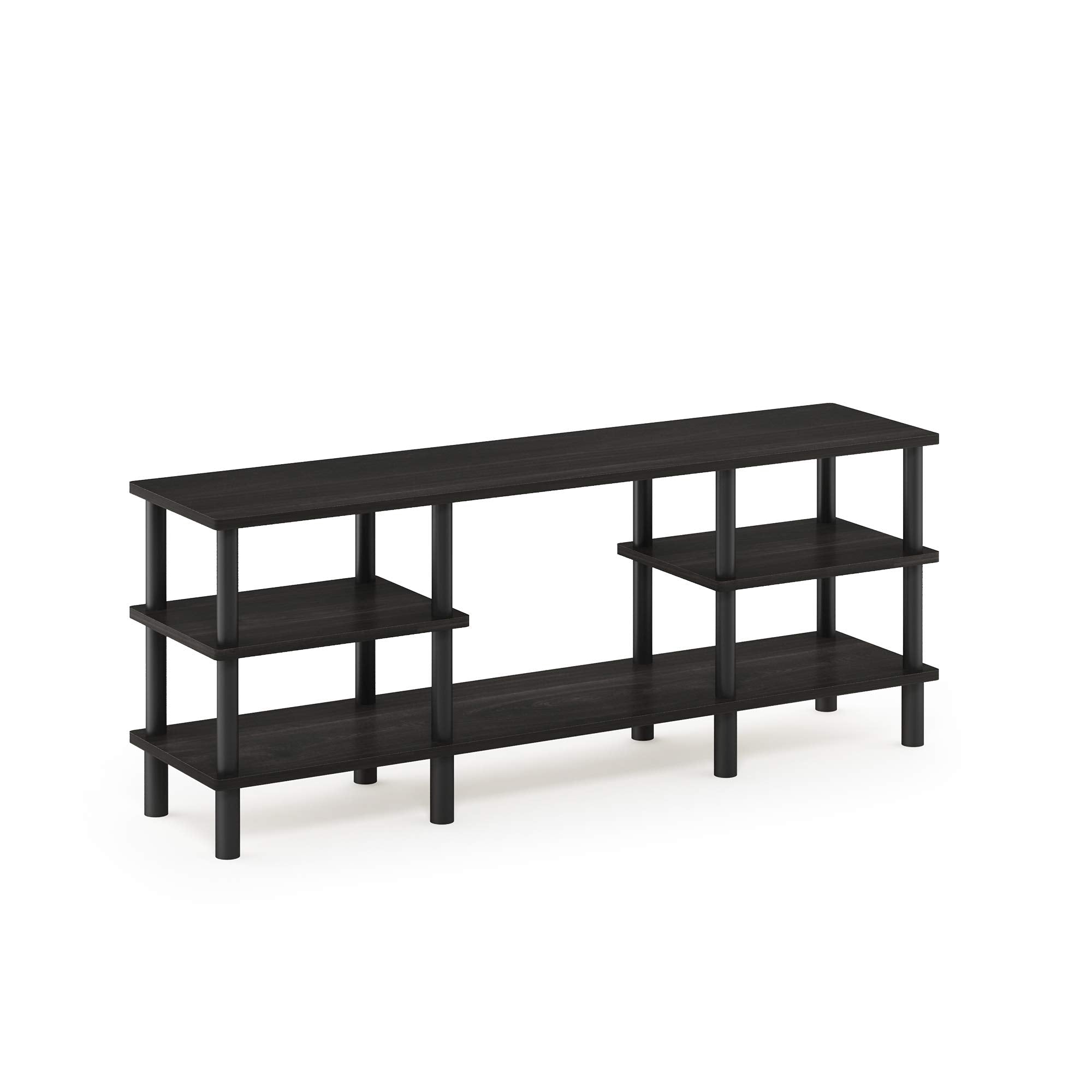 Furinno Turn-N-Tube 3-Tier Multipurpose Wide Shelf TV Stand, Espresso/Black