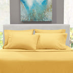 Hearth & Harbor 6 Piece Bed Sheet Set Extra Deep Pocket, Fits Mattress From 18-24 Inces Depth, Split King, Mellow Yellow