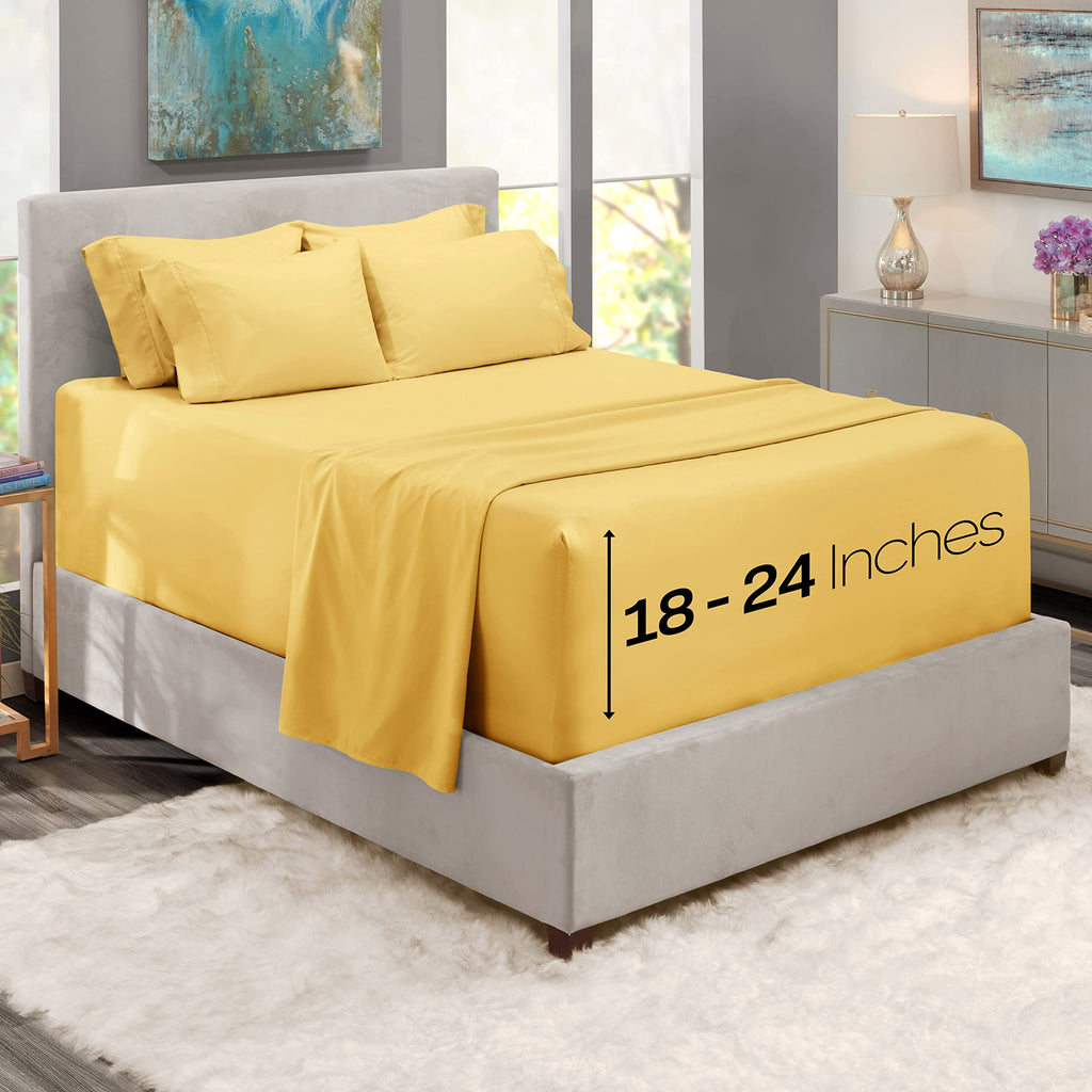 Hearth & Harbor Extra Deep Pocket King Size Sheets Sets - Fits Mattress 18-24 Inches Deep - Extra Deep Pocket Sheets - 6 Piece K