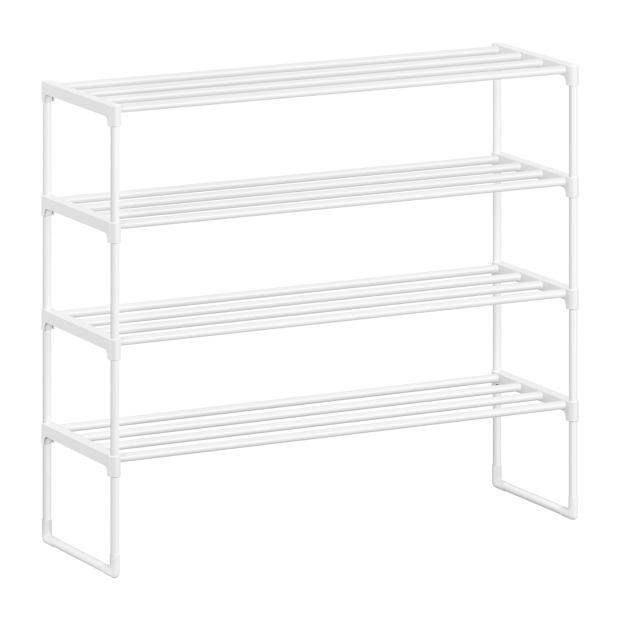 SONGMICS Shoe Rack, 4-Tier Shoe Organizer, Metal Storage Shelf, Upright or Upside Down, for 20-25 Pairs, Stackable, for Entryway